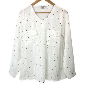 Molly Bracken Sheer White Polka Dot Blouse – Size Small